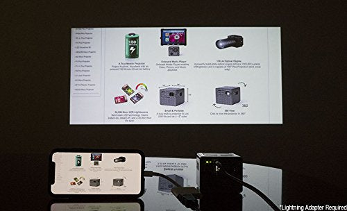 AAXA P2-B LED Projector - Support Full HD 1080P for Smartphone, iPhone, Gaming, Laptop, Travel with Mini-HDMI, Onboard Media Player, and up to 150min Battery Life