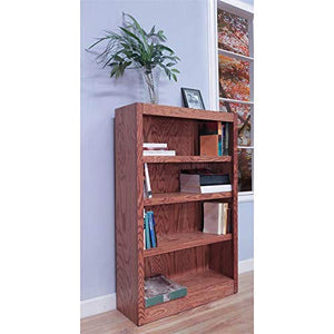 Home Square 2-Piece Set: 84" Tall 6 Shelf Solid Wood Bookcase & 48" Tall 4 Shelf Bookcase in Dry Oak