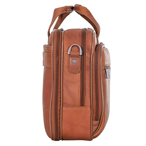 Kenneth Cole Reaction Resolute Men's Briefcase Full-Grain Colombian Leather 16" Laptop Portfolio Messenger Bag, Cognac, One Size