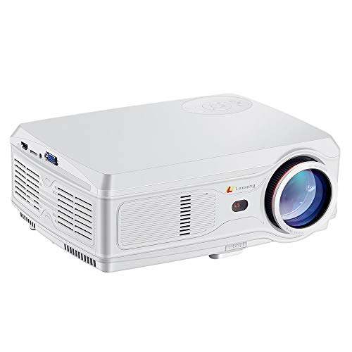 Lexsong HD Video Projector Native 1920×1080P and 300" Display LED LCD Portable Theater Projectors 6000 Lumens for Home Outdoor Company Compatible with TV Stick, Phone, PS4, HDMI, VGA, TF and USB