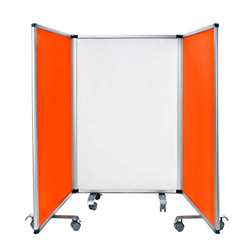 AdirOffice Double-Sided Whiteboard & Flannel Partition – 45”x32x - Mobile Writing and Display Room Dividers - Colorful Versatile Rolling Partition Perfect for Homes and Commercial Use (Red)