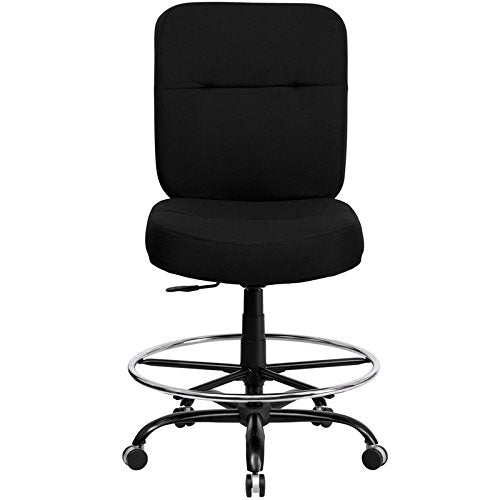 LIVING TRENDS Marvelius Series Big & Tall 400 lb. Rated Black Fabric Ergonomic Drafting Chair
