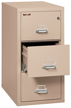 FireKing Fireproof Vertical File Cabinet (3 Letter Sized Drawers, Impact Resistant, Waterproof) - 40.25" H x 17.75" W x 31.56" D - Champagne