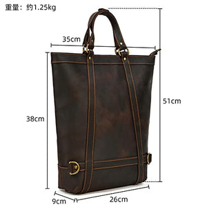 XZJJZ Handmade Dual-Purpose Backpack Men's Handbag Vertical Multifunctional Briefcase Leisure Bag Travel (Color : A, Size : 26 * 9 * 38cm)
