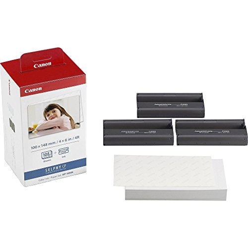 Canon SELPHY CP1300 Compact Photo Printer (White) with WiFi w/Canon Color Ink and Paper Set + Case + More