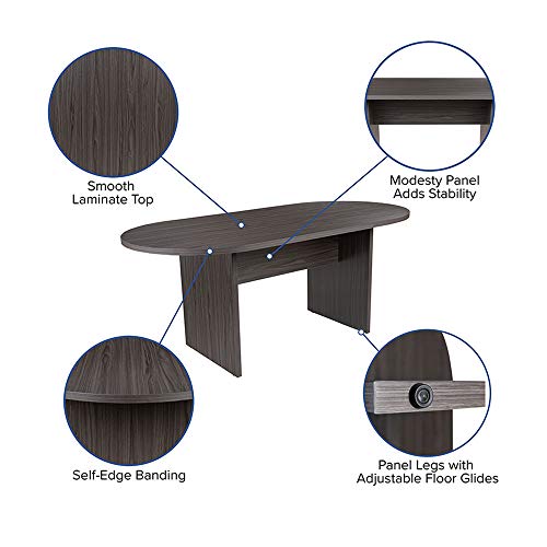 Flash Furniture 6 Foot Oval Conference Table in Rustic Gray