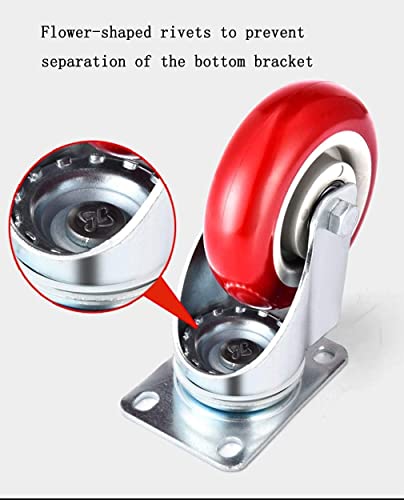 IkiCk Heavy Duty Swivel Furniture Casters 4pcs with Brakes - 3 Inch Silent Rubber Wheels