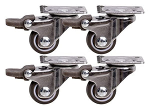 IkiCk Furniture Casters Set of 4 Swivel Casters with Brakes - 90KG Load Capacity - Gray - 50mm Size