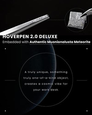 Novium Hoverpen 2.0 - Futuristic Luxury Pen, Professional Pen, Unique Aesthetic, Stunning Executive Pen Freely Suspended to Spin, Cool Gadgets, Modern Decor (Starlight Silver, Meteorite Embedded)