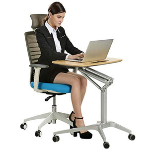 None Pneumatic Height Adjustable Sit-Stand Mobile Laptop Computer Desk Cart