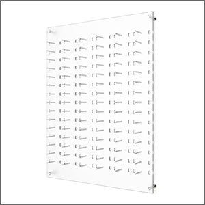 Framedisplays.com Optical Display for 90 Eyewear Frames - Wall Mount Acrylic Sunglass Display Package - Frosted White - 47.5” x 36.5”