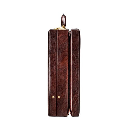 Maxwell Scott Personalized Men's Italian Leather Attache Case - Strada Brown
