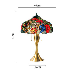 MaGiLL Tiffany Stained Glass Chrysanthemum Hummingbird Desk Lamp - 16 Inch