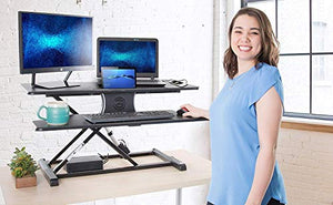 Stand Steady Flexpro Hero Power | Electric Standing Desk Converter/Desk Riser with Wireless Charging | Turns Any Desk into a Sit to Stand Up Desk | Integrated Phone/Tablet Holder (37.5 Inch/Black)