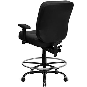 LIVING TRENDS Marvelius Series Big & Tall Black Leather Ergonomic Drafting Chair
