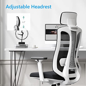 Logicfox Ergonomic Mesh Office Chair with 3D Armrests, Adjustable Lumbar & Headrest