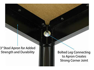 Correll Standing/Stool Height Utility Table, 24" x 60" Black Granite Top, Black Frame (LT2460-07)