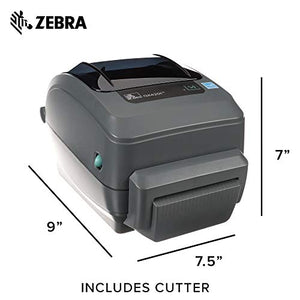 Zebra - GX420t Thermal Transfer Desktop Printer for Labels, Receipts, Barcodes, Tags, and Wrist Bands - Print Width of 4 in - USB, Serial, and Ethernet Port Connectivity (Includes Cutter)