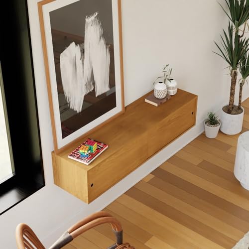 Lschool Cherry Sideboard/Floating Credenza with Sliding Doors