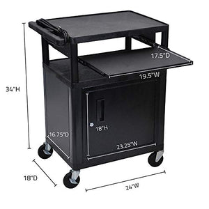 Luxor AV Cart with 3 Shelves Cabinet Front Pullout - LP34CLE-B