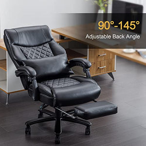 BOWTHY Reclining Office Chair with Footrest, Big and Tall 400lbs Wide Seat Executive Desk Chair