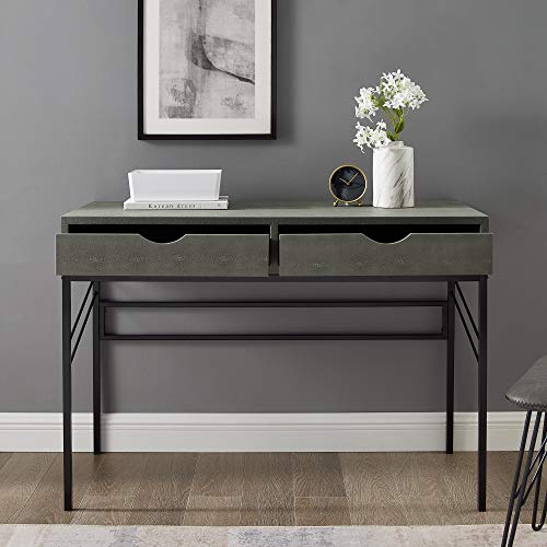 Walker Edison 2 Drawer Modern Wood and Metal Computer Writing Desk Home Office Workstation Small 44 Inch, Grey