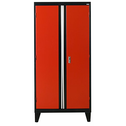 Sandusky Lee GF3F361872-019L Modular System Storage Cabinet, 2 Door, 36" Width x 18" Diameter x 79" Height, Black/Red
