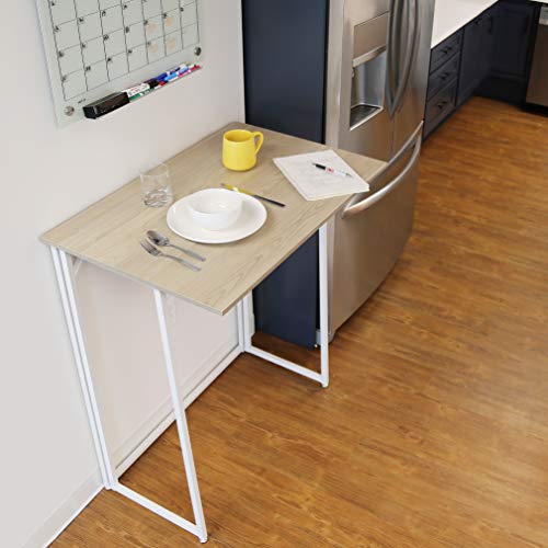 Joy Folding Standing Desk by Stand Steady | Compact Stand Up Desk for Home Office | Space-Saving Foldable Workstation with Modern Wood Print | Easy Assembly (Maple / 35 in x 23 in)