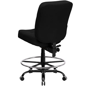LIVING TRENDS Marvelius Series Big & Tall 400 lb. Rated Black Fabric Ergonomic Drafting Chair