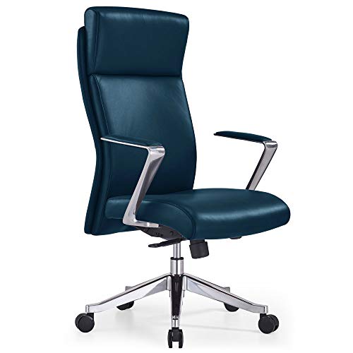 Adjustable Ergonomic Draper Leather Executive Chair with Aluminum Frame Dark Teal