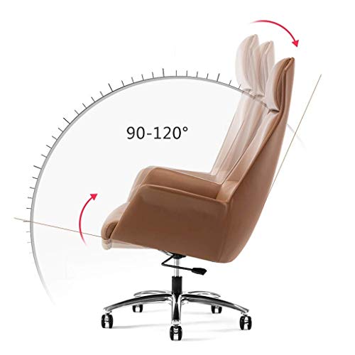 Generic Boss Chair Leather Home Office Computer Chair - Cowhide Brown Short