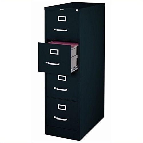 Lorell 4-Drawer Vertical File with Lock, 15 by 25 by 52-Inch, Black