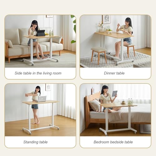 SanzIa Height Adjustable Standing Desk, Mobile Rolling Electric Sit Stand up Desk - Wood, 120 * 60 * 76-113cm