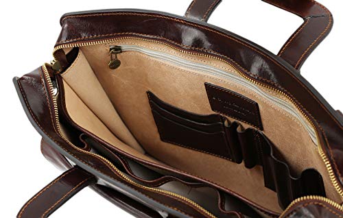 Leather Briefcase for Men Handmade Italian Bag Classy Brown Attache Case - Time Resistance