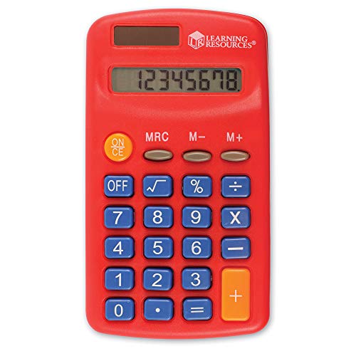 Learning Resources Rainbow Calculator & Storage Chart, Set of 30 Classroom Calculators, Ages 3+