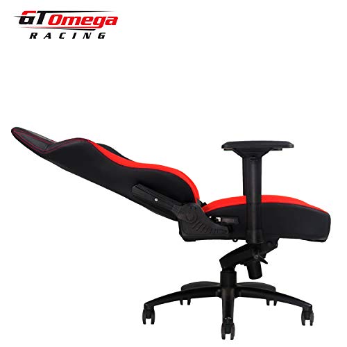 GT OMEGA EVO XL Racing Gaming Chair with Lumbar Support - Heavy Duty Ergonomic Office Desk Chair with 4D Adjustable Armrest & Recliner - PVC Leather Esport Seat for Racing Console - Black & Red