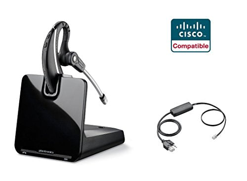Cisco Compatible Plantronics CS530 VoIP Wireless Headset Bundle with Electronic Remote Answer|End and Ring Alert (EHS) for 6945 7821 7841 7861 7942G 7945 7945G 7962G 7965G 7975 7975G