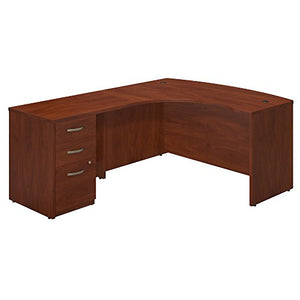 Bush Business Furniture Series C Elite 60W x 43D Left Hand L Desk with Return and 3 Drawer Pedestal in Hansen Cherry
