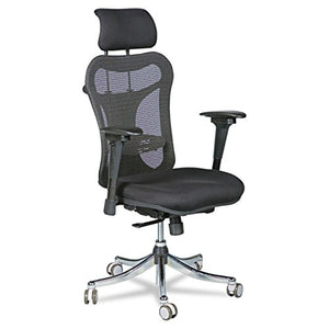Balt Ergo Ex Executive Office Chair, Mesh Back/Upholstered Seat, Black/Chrome