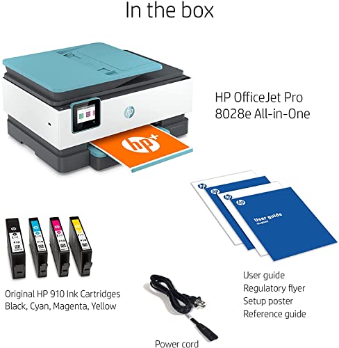 HP OfficeJet Pro 80 28e All-in-One Wireless Color Inkjet Printer, Print Scan Copy Fax, Auto 2-Sided Printing, 35-Sheet ADF, 20 ppm, 4800 x 1200 dpi, Ethernet, Blue, 32GB Durlyfish USB Card