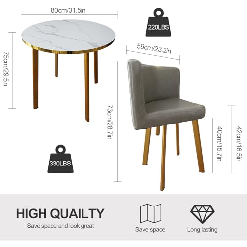 Generic 5-Piece Round Dining Room Table and Chairs Set for 4, Dark Grey