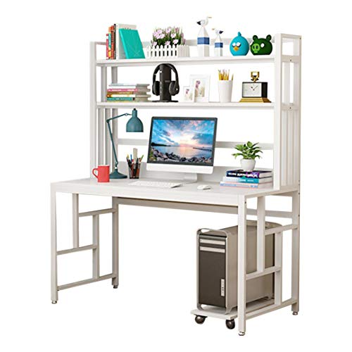 Computer Desk with Hutch Bookcase Bookshelf for Small Space, Office Desk Students Study Table Writing Desk Workstation with Shelf Storage Bookshelf for Home Office Dormitory (White)