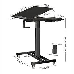 Teerwere Drafting Table Lifting Table Designer Drawing Table Working Table Professional Architectural Drawing Table Movable Drawing Table (Color : Black, Size : 80x55cm)