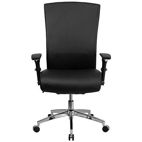 Flash Furniture HERCULES Series 24/7 Intensive Use 300 lb. Rated Black Leather Multifunction Executive Swivel Chair with Seat Slider