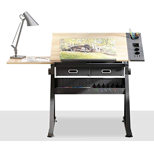 Lgan Tiltable Drawing Table, Adjustable Art Desk, with Storage Craft Table, Drafting Table Maple Panel, Child Adult Drawing Desk