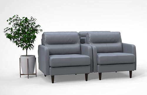 BREAKtime 4 Person Waiting Reception Lounge Chairs Set - Model 8140, Graphite Gray Leather