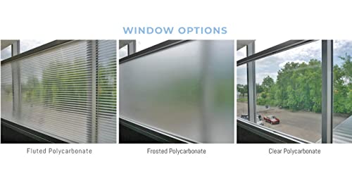 VERSARE Versare Hush Screen Portable Divider | Frosted Window | Freestanding Partition On Wheels | Rolling Office Workstation | 6' Wide x 6' Tall Powder Blue Fabric Panels