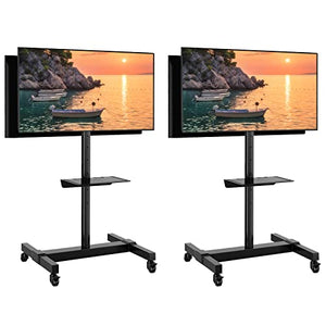 TVON Mobile Dual TV Stand for Four 32-65 Inch Screens, Rolling Cart with Wheels, Tilt Mount - Holds 132 lbs