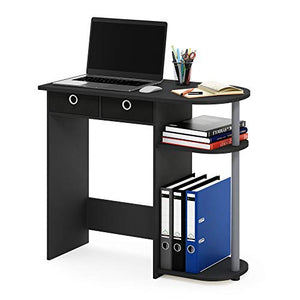 Furinno Go Green Home Laptop Notebook Computer Desk/Table, With 2 Bin Drawers, Black/Grey/Black