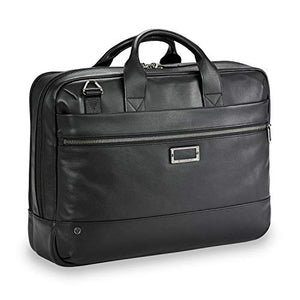 Briggs & Riley @ Work-Leather Brief Briefcase, Black, Medium